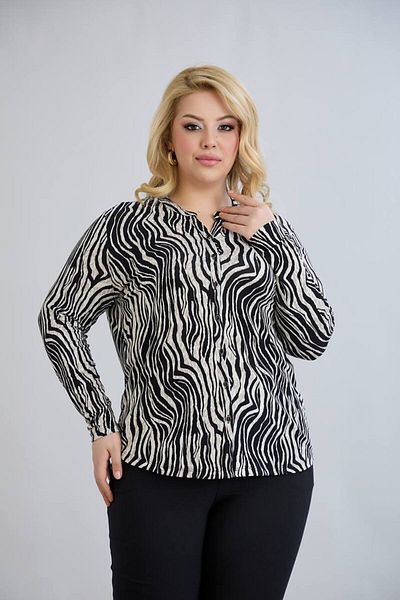 TUSSE Elegant Classic Front Button Shirt Look Viscose Relaxed Fit Plus Size Blouse