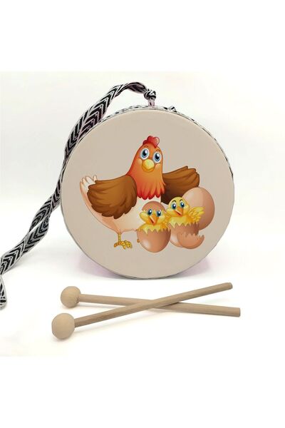 BAKSEPETE Chicken family Printed leather toy children's drum orange (2-5 years)