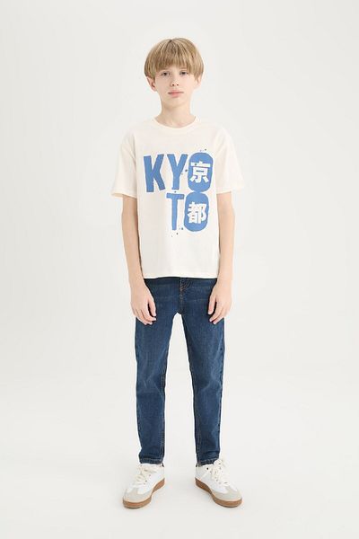 DeFacto Boy's Crew Neck Printed Short Sleeve T-Shirt D9258A825Sm