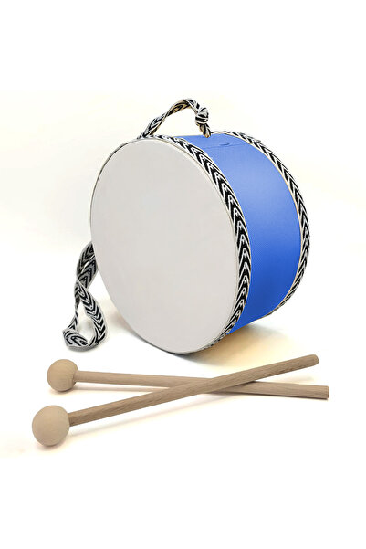 Souvenest Baskısız , Mavi , Gerçek Deri Çocuk Davulu