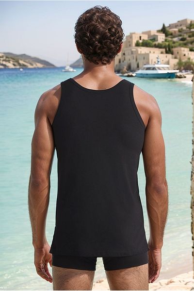 Kom Men's Clothing 100% Cotton 2 Pcs Thick Strap Undershirt Lk.01.09.Ll.0162