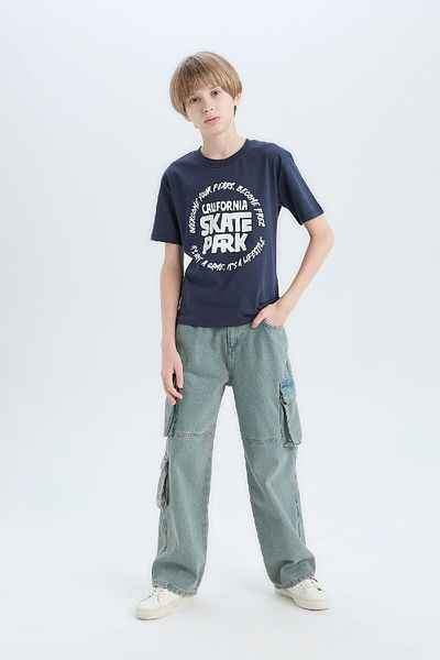 DeFacto Boy's Crew Neck Printed Short Sleeve T-Shirt D9261A825Sm