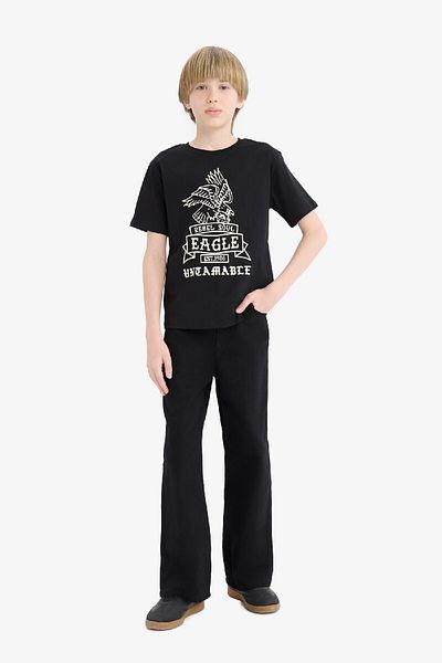 DeFacto Boy's Crew Neck Printed Short Sleeve T-Shirt D9281A825Sm