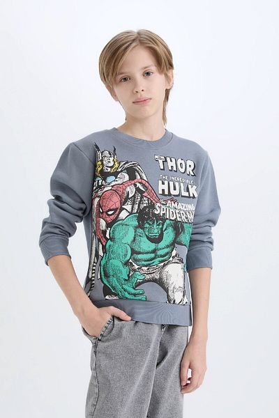 DeFacto Boy's Marvel Comics Crew Neck Sweatshirt D6738A824Wn