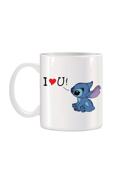 OEM Cană albă personalizată Stitch I Love You, INOVATIX®. 330 ml