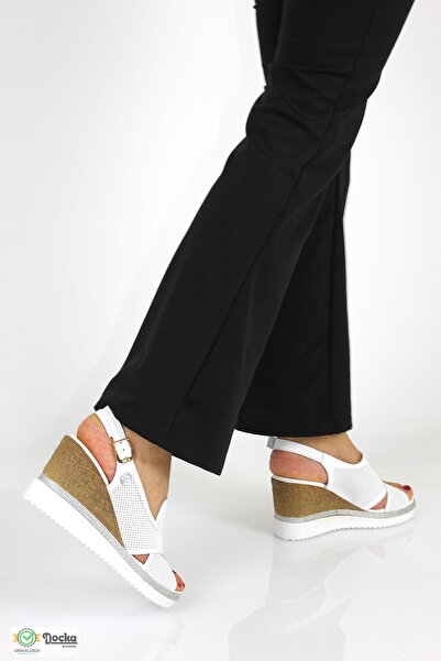 Mammamia Dámské sandály na vysokém klínovém podpatku z pravé kůže klasického stylu M26YS2640