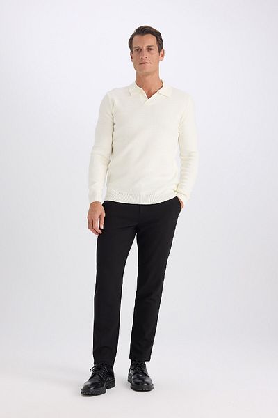 DeFacto Standard-Fit-Strickpullover mit normaler Passform und Polokragen D4046ax24wn