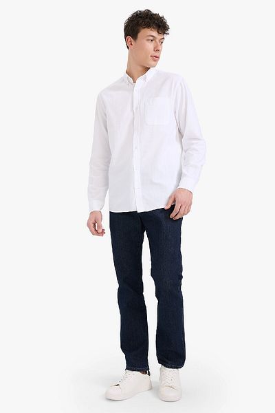 DeFacto 100% βαμβάκι κανονική εφαρμογή γιακά πόλο Oxford Basic μασίφ μακρυμάνικο πουκάμισο A8028ax25sp