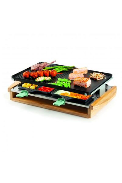 Domo DO9246G Gratar raclette din bambus pentru 8 persoane, 1200 W