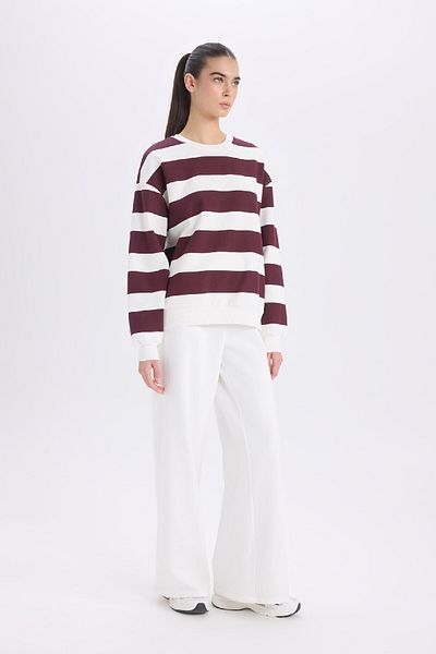 DeFacto Thick Winter Jogger Sweatpants - Straight Waist Elastic, Wide Leg, Tall