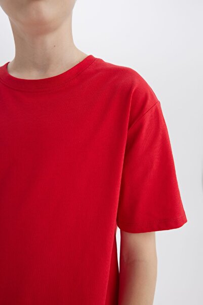 DeFacto Boy's Crew Neck Basic Solid Short Sleeve T-Shirt K1687A625Sm