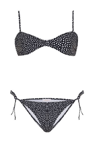 AQUELLA Polka Dot Black Strapless Bikini Set