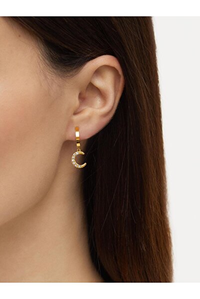 PARFOIS Ay ve Yıldız Detaylı Çelik Halka Küpe