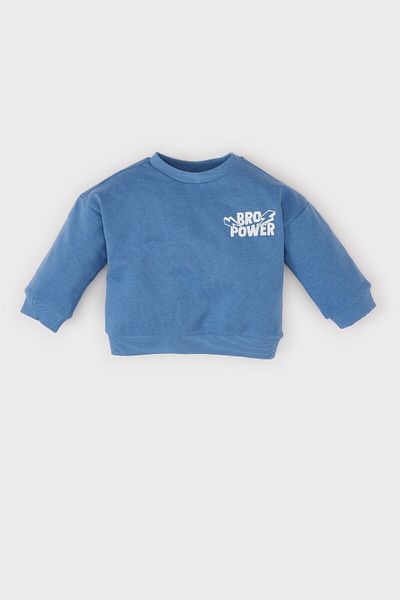DeFacto Φούτερ Baby Boy Crew με στάμπα D7905a525sp