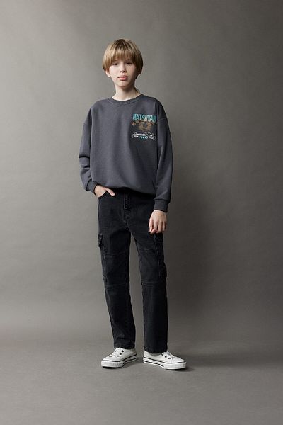 DeFacto Boys Oversize Wide Fit Crew Neck Back Printed Sweatshirt D8497A825Sp