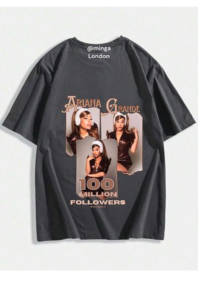 weywot Smoked Ariana Grande 100 Million Front-Back Printed Oversize T-Shirt