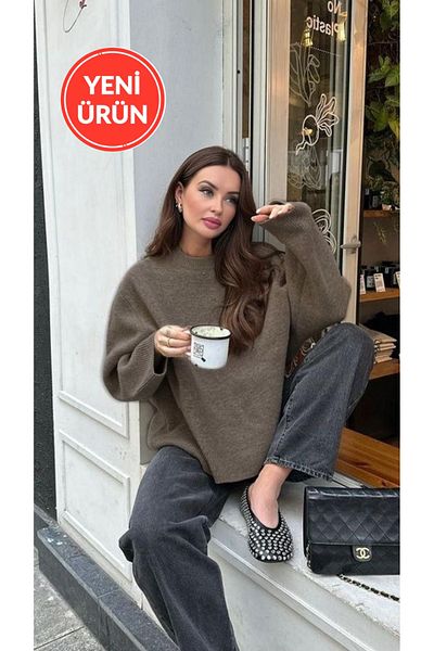 Perryes Дамски пуловер с дебела плетка и кръгло деколте