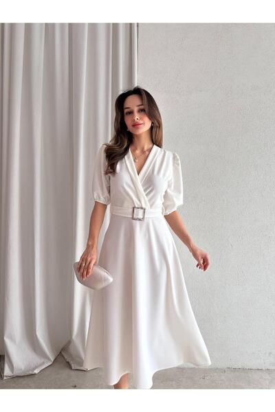 Mooi Butik White Prano Midi Dress 7847