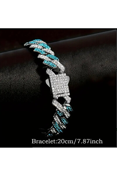 kargasa Geometrik Mavi Ağır Kolye Hip-hop Tarzı Moda Parlayan