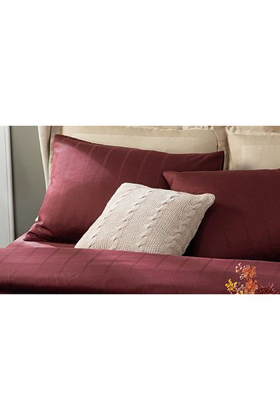 English Home Listra Striped Cotton Satin 2-Pack Pillow Case Ivory