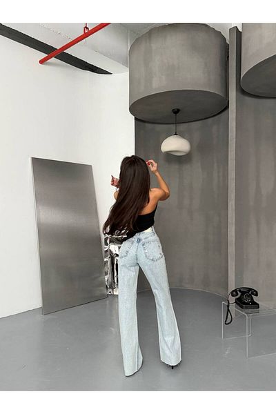 DENİKK Blugi Palazzo cu model leopard, pantaloni DETAIL CU PICIOARE LĂȚI
