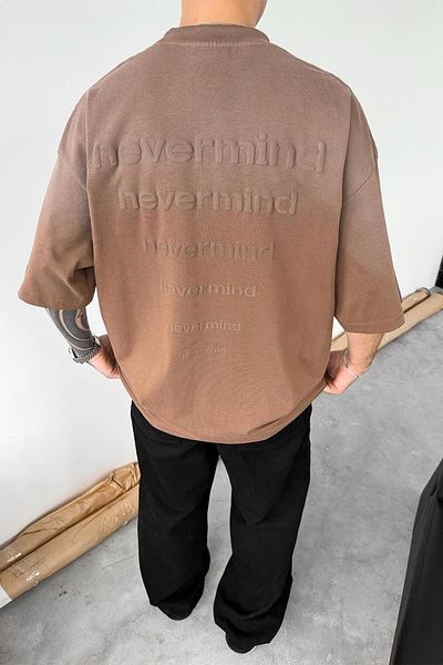 HAFKAGİYİM Καφέ μπλουζάκι με ανάγλυφο εμπριμέ oversize