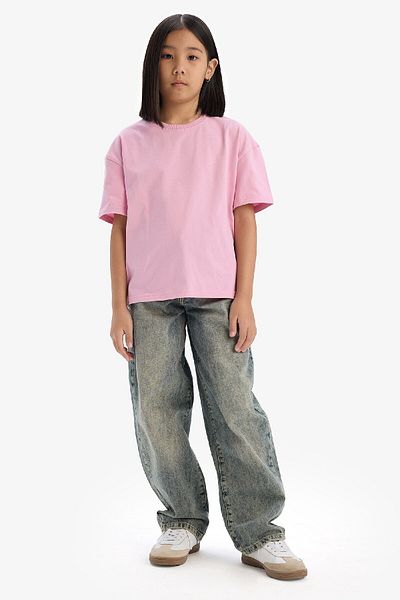 DeFacto Relax-Fit-Basic-T-Shirt mit Rundhalsausschnitt und kurzen Ärmeln für Mädchen D9099A825SM