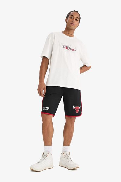 DeFacto Nba Chicago Bulls Defactofit Oversize T-Shirt - Crew Neck, Short Sleeve E0071Ax25Sp