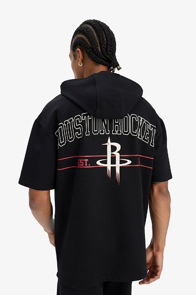 DeFacto Μπλουζάκι Houston Rockets Oversize Fit με κουκούλα και κοντό μανίκι