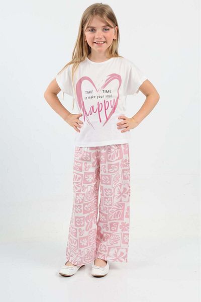 Mrs.idea Girl's Bodrum Heart Printed Suit