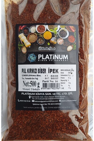 Platinum Yöresel Saf Maraş İPEK Pul Kırmızı Biberi 500 gr.-Doğal,Güvenilir,Katkısız ve Kaliteli!