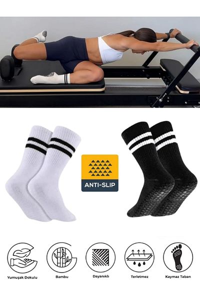 Sirius Sportswear Set de 2 piese anti-transpirație Pilates, yoga și activitate cu bază din silicon - alb și negru