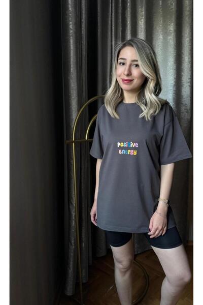 Bliss Dale تي شيرت مطبوع عليه طاقة إيجابية كبيرة الحجم