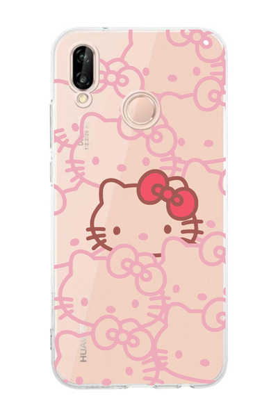 moonset Huawei P20 Lite Uyumlu Hello Kitty Tasarımlı Baskılı Şeffaf Telefon K...