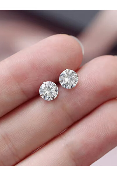 biuti 316L Cerrahi Çelik Zirkon Tektaş Unisex Küpe 6mm