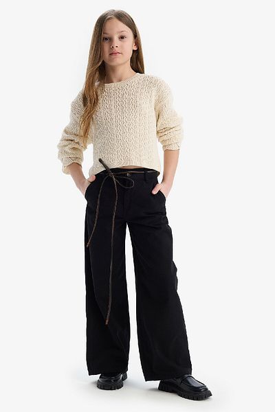 DeFacto Girl's Standard Fit Crew Neck Sweater D9217A825Sp