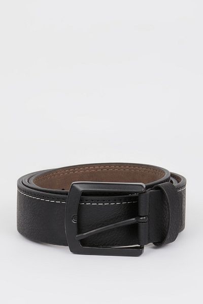 DeFacto Men's Rectangular Buckle Faux Leather Jean Belt U3214Azns