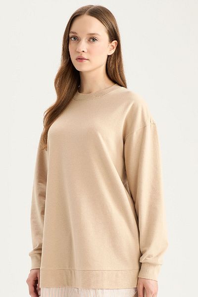 DeFacto Regular Fit Crew Neck Basic Plain Sweatshirt Tunic A9529Ax25Sp