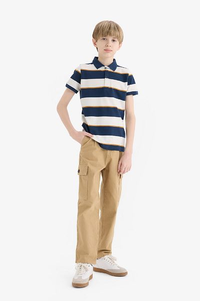 DeFacto Boy's Polo Neck Striped Pique Short Sleeve T-Shirt D7826A825Sm