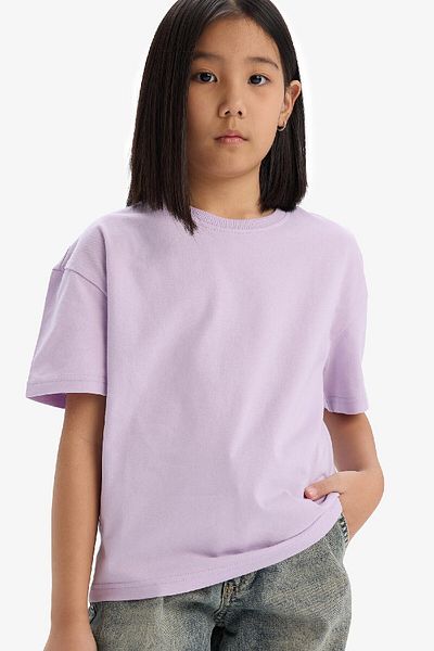 DeFacto Tricou de bază cu mânecă scurtă, cu mânecă scurtă, cu decolteu rotund, pentru fete D9099A825SM
