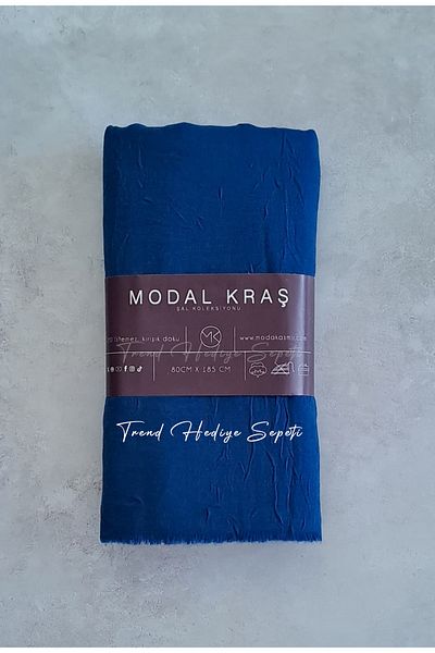 Trend Hediye Sepeti Μπαμπού Kraş Shawl Saks Μπλε Χρώμα