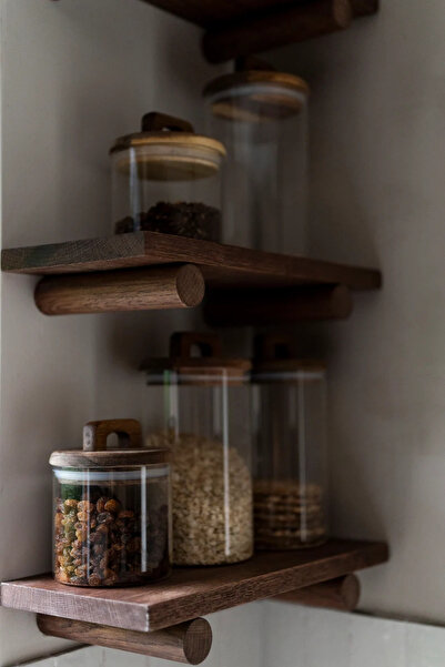 Alyones Ceviz Tonlu Raf Braketi - Tekli 40x13cm Raf