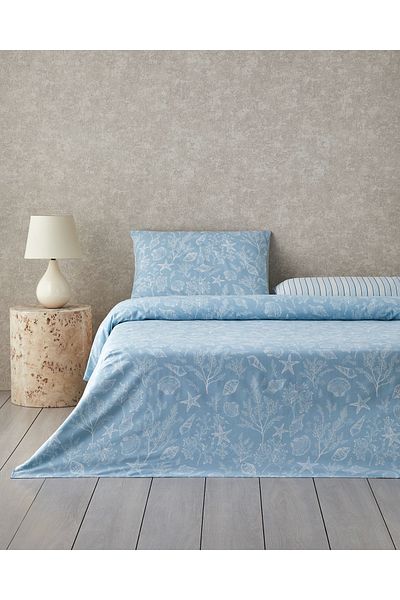 English Home Ocean Flora Cotton Double Duvet Cover Set 200X220 cm Blue