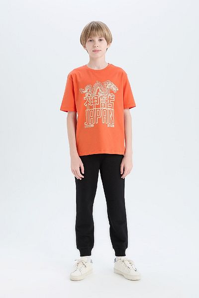 DeFacto Boy's Crew Neck Printed Short Sleeve T-Shirt E0079A825Sm