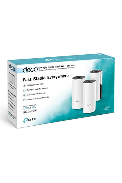 TP-LINK نظام TP-Link Deco M4 ثنائي النطاق AC1200 لشبكة Wi-Fi المنزلية بالكامل مع منفذ Gigabit، وتغطية 4000 قدم مربع