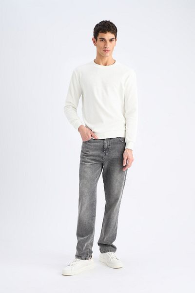 DeFacto Φούτερ ζακάρ με κανονική εφαρμογή Crew Neck D7549AX25SP