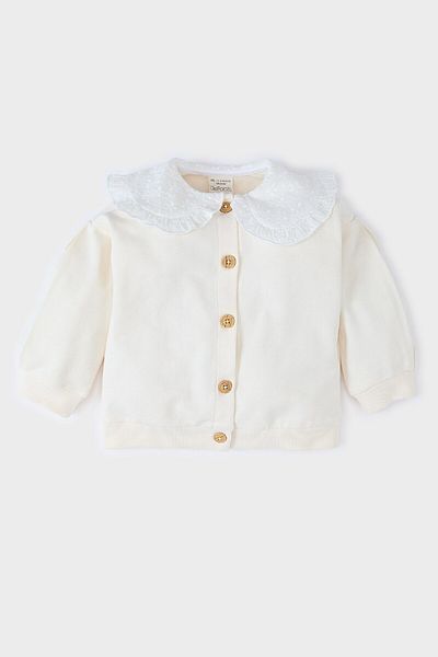 DeFacto Baby Girl Lace Collar Buttoned Cardigan D9314A525Sp