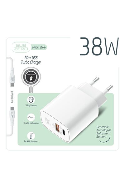Subzero SG76 38W Usb/Pd Girişili Type-C Turbo Şarj Aleti