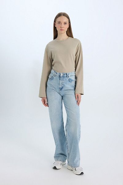 DeFacto Regular Fit Crew Neck Basic Solid Long Sleeve T-Shirt Tunik D4897AX24WN