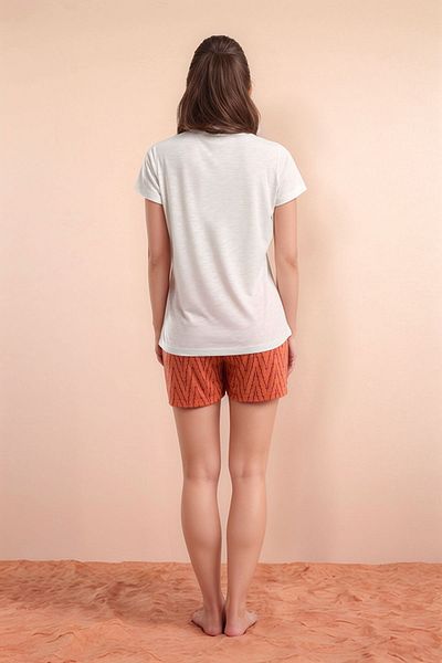 Pierre Cardin Set pijamale din viscoză cu model alb cu mâneci scurte pentru femei